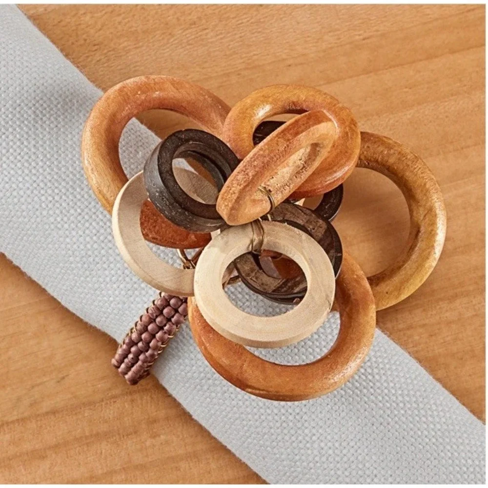 Vintage Set of‎ 6 Bodrum Interlink Napkin Rings Mid Century Modern Table Decor